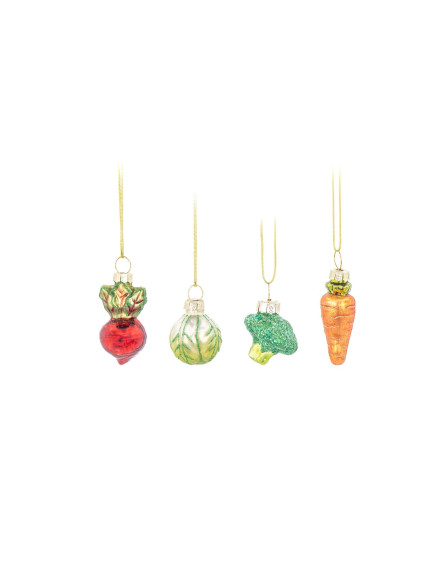 Mini Glass Vegetable Hanging Decorations - Set of 4