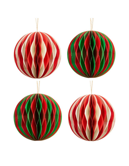 Red/White and Green/Red Honeycomb Paper Hanging Decorations -Set of 4 One Size
