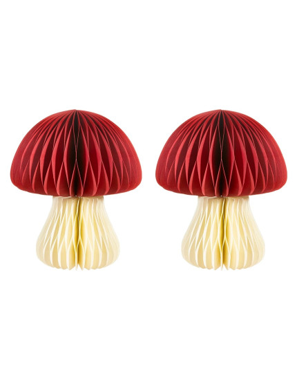 Honeycomb Mushrooms Paper Standing Decorations- Set of 2 One Size