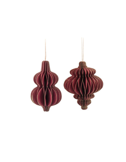 Deep Red Gold Trimmed Honeycomb Paper Decoration One Size