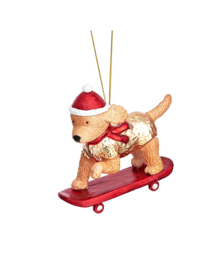 Skateboarding Cockapoo Shaped Bauble Red One Size